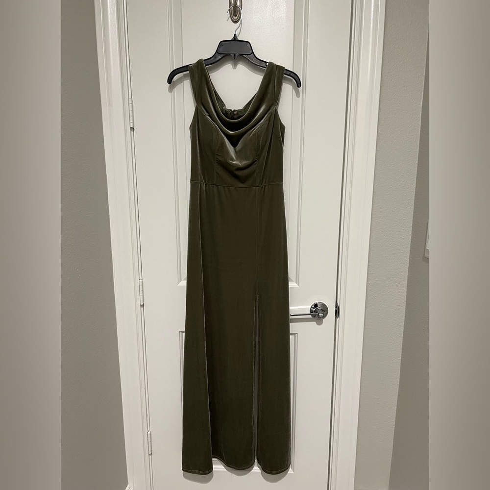 Formal Jenny Yoo Rhea Velvet dress in Sage
